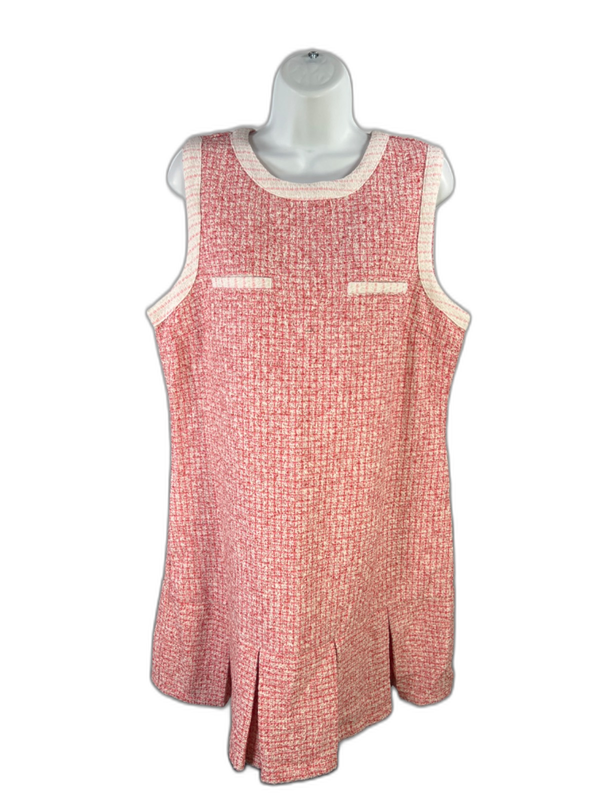 Maeve By Anthropologie Women's Pink Tweed Pleated Sleeveless Mini Dress - L