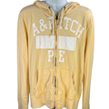 Abercrombie & Fitch Men's Yellow/White Cotton Graphic Zip Up Hooded Jacket - XL