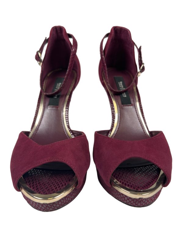 White House Black Market Women's Purple Suede Peep Toe Stietto Heels - 7.5 image 2