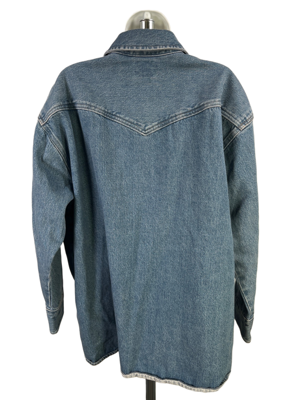 Levi's Women's medium Wash Dylan Oversized Western Snap Button Denim Jacket - L image 2