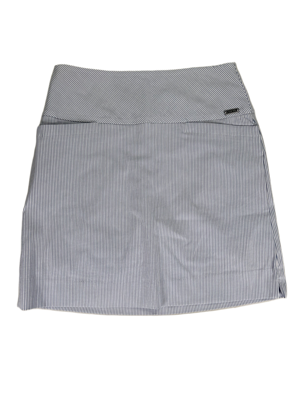 SC & Co Women's White/Blue Striped Lined Pull On Mini Skort - S