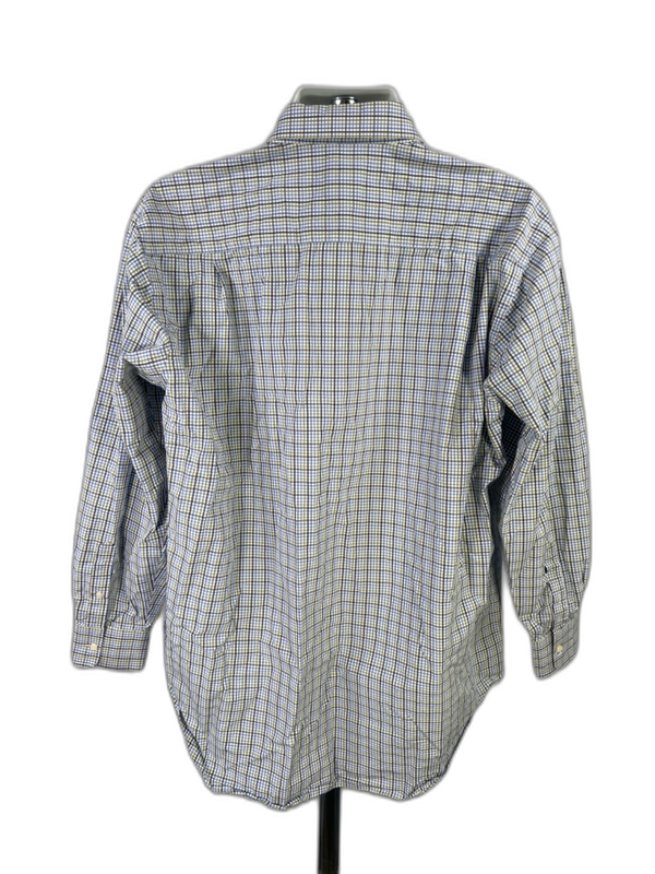 David Donahue Mens Blue/White Checkered Long Sleeve Button Up Shirt - 17.5/34/35 image 2