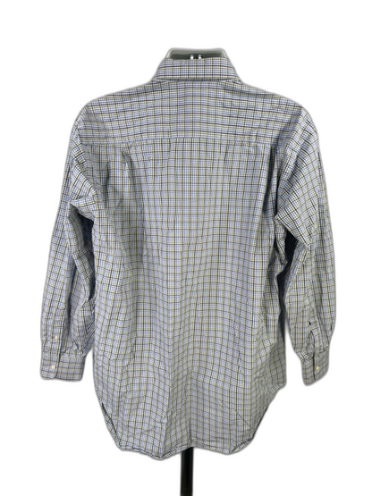 David Donahue Mens Blue/White Checkered Long Sleeve Button Up Shirt - 17.5/34/35 image 2