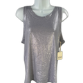 ANA Women's Blue/Gray Metallic Ribbed Casual Tank Top - XXL