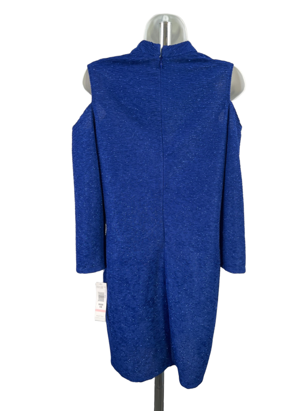 Tiana B Women's Blue Metallic Textured Cold Shoulder Long Sleeve Midi Dress - 10 image 2