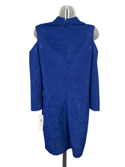 Tiana B Women's Blue Metallic Textured Cold Shoulder Long Sleeve Midi Dress - 10 image 2