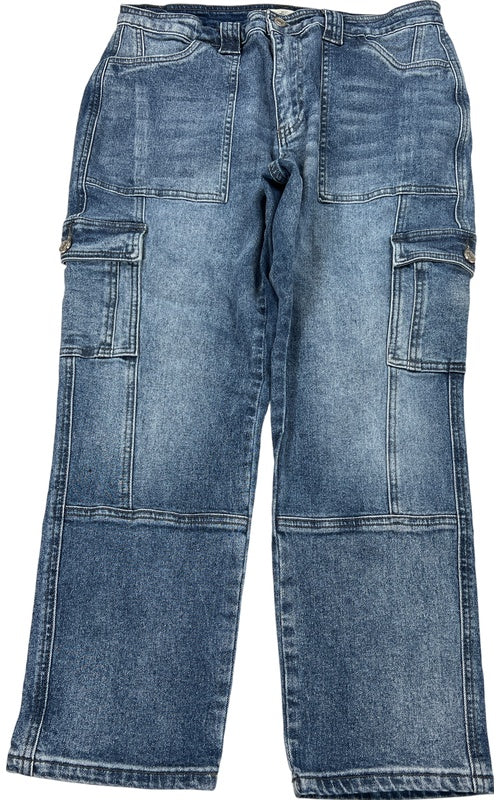 KanCarn Women’s Medium Wash Avery Straight Leg Cargo Jeans - 11/29 image 2
