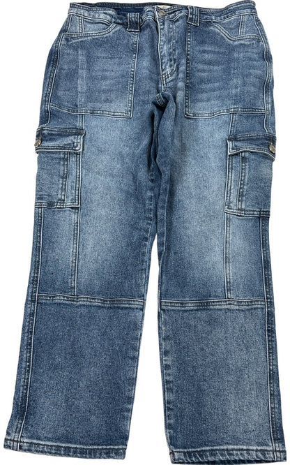 KanCarn Women’s Medium Wash Avery Straight Leg Cargo Jeans - 11/29 image 2