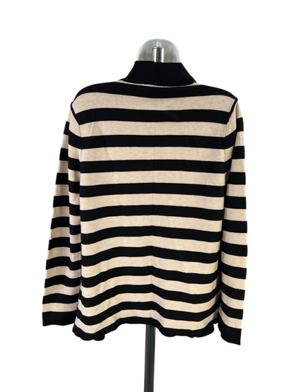 White House Black Market Women's Black/Beige Long Sleeve Open Cardigan - L image 2