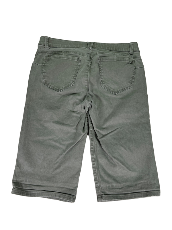 Democracy Women's Gray/Green Stretch Bermuda Jean Shorts - 10 image 2