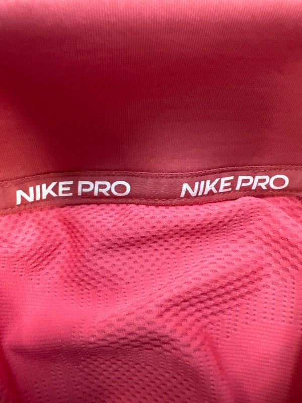 Nike Pro Women's Red/Pink 1/4 Zip Training Cropped Pullover Athletic Shirt - M image 3