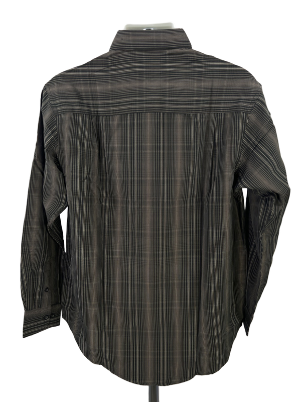 Haggar Clothing Men's Brown Easy Care Long Sleeve Button Up Shirt - M image 2