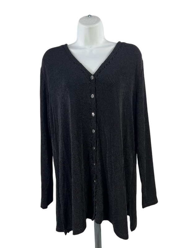 Chico's Travelers Women's Black Long Sleeve Button Up Dress Shirt - 2/US 12