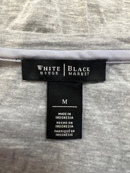 White House Black Market Women's Gray Scoop Neck Short Sleeve Tee Shirt - M image 3