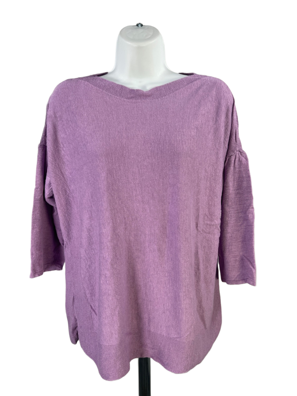 J.Jill Women's Purple 1/2 Sleeve Knit Shirt - L