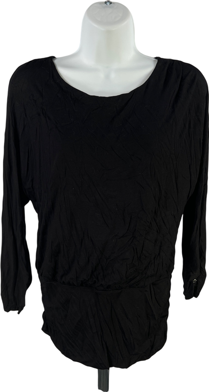 White House Black Market Women’s Black Long Sleeve Tie Back Shirt - M