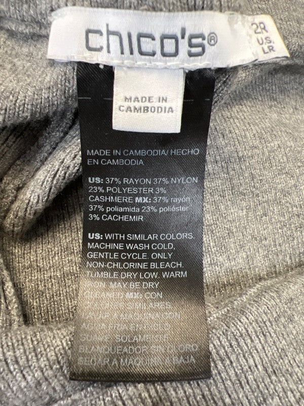 Chico's Women's Gray Knit Pull On Wide Leg Pants - 2/US L image 3