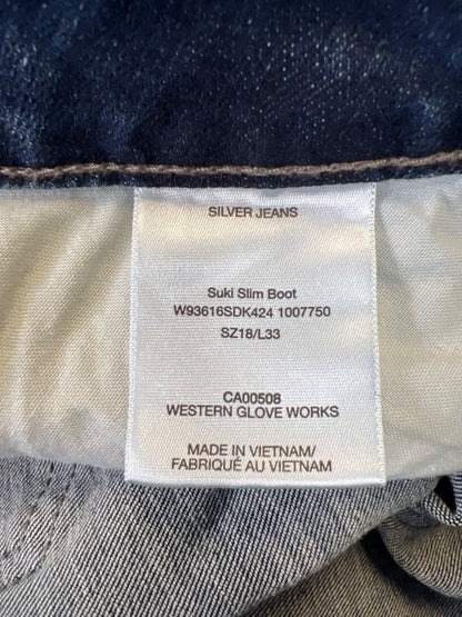 Silver Women's Medium Wash Curvy Fit Suki Slim Boot Denim Jeans - 18 image 4