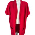 Chico's Women's Red Short Sleeve Open Front Cardigan Sweater - 1/US M