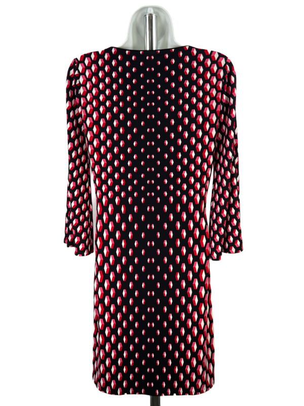 White House Black Market Women's Black Geometric 3/4 Bell Sleeve Midi Dress - XS image 2