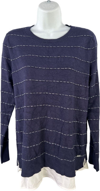 Calvin Klein Women’s Navy Blue Metallic Long Sleeve Sweater - M
