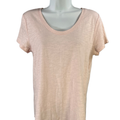 Loft Women's Pink Metallic Scoop Neck Short Sleeve Tee Shirt - XS