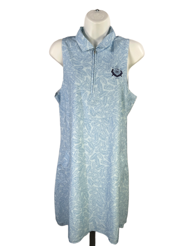 Peter Millar Women's Blue Sleeveless UPF 50 Collared Active Golf Dress - M