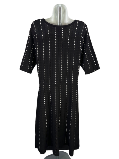Dressbarn Women's Black/White 1/2 Sleeve Midi Sweater Dress - L image 2