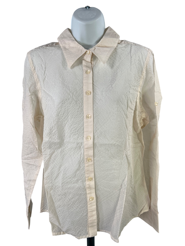 J.Jill Women's Ivory Stone Women's Light Weight Button Up Blouse - M