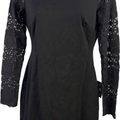 Lulu’s Women’s Black Long Sheer Lace Sleeve Sheath Dress - S