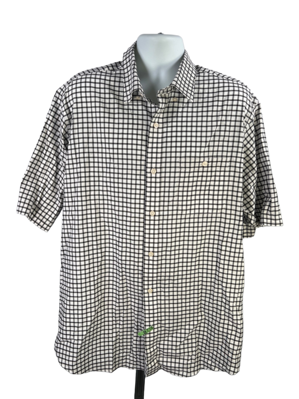 Orvis Men's White/Black Short Sleeve Classic Fit Button Up Shirt - XL Tall