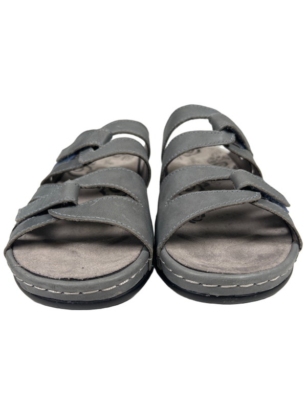 Propet Women's Gray Leather Kylie Adjustable Hook-And-Loop Strappy Sandals - 10 image 2