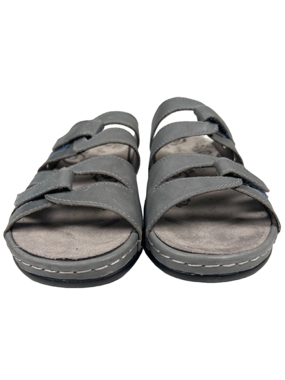 Propet Women's Gray Leather Kylie Adjustable Hook-And-Loop Strappy Sandals - 10 image 2