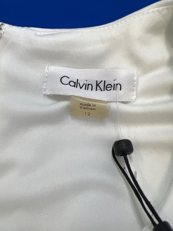 Calvin Klein Women's White/Blue Colorblock Sleeveless Sheath Midi Dress - 12 image 3