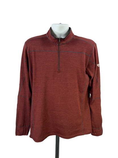 Kuhl Men's Burgundy Ryzer Quarter Zip Long Sleeve Pullover Sweatshirt - L