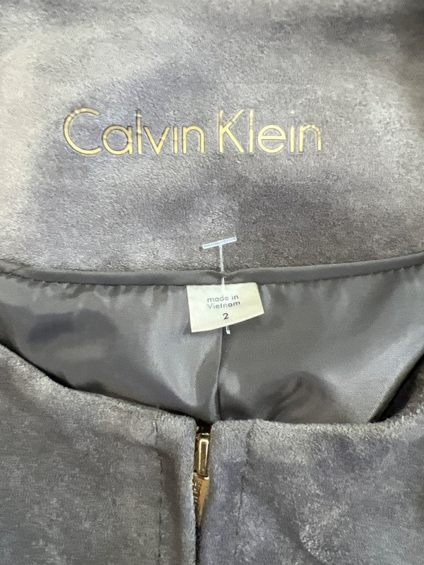 Calvin Klein Women’s Gray Faux Sude Long Sleeve Full Zip Basic Jacket - 2 image 3