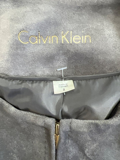 Calvin Klein Women’s Gray Faux Sude Long Sleeve Full Zip Basic Jacket - 2 image 3