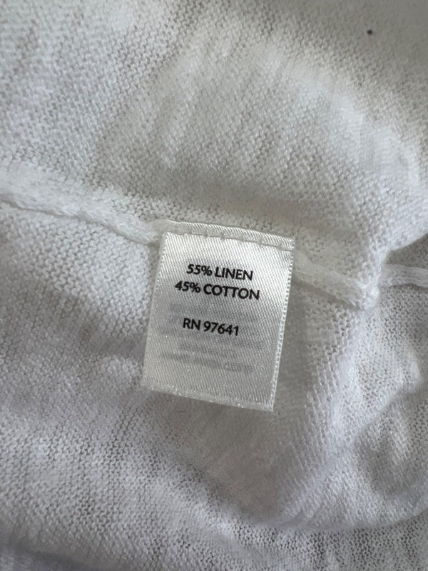 J. Jill Women's White Linen Blend 3/4 Sleeve Top - L image 4