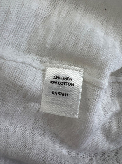 J. Jill Women's White Linen Blend 3/4 Sleeve Top - L image 4