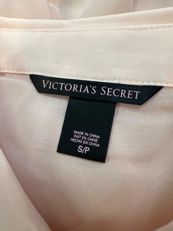 Victoria's Secret Women's Pink Sheer Long Roll Sleeve Button Up Shirt - S image 3