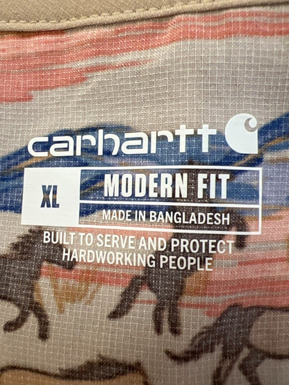 Carhartt Womens Beige Force Cross Flex Modern Fit Horse Print Scrub Top - XL image 3