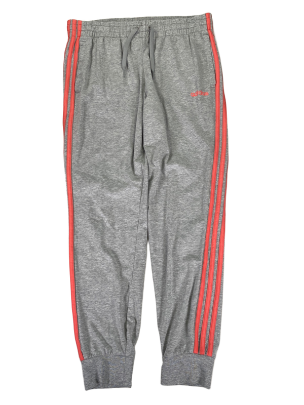 adidas Women's Gray/Pink Striped Drawstring Jogger Sweatpants - M