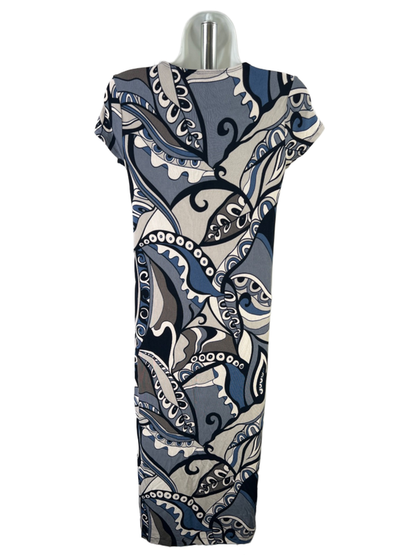 Chico's Women's Blue/Gray Short Sleeve Midi Dress - 00 Petite/US XS Petite image 2