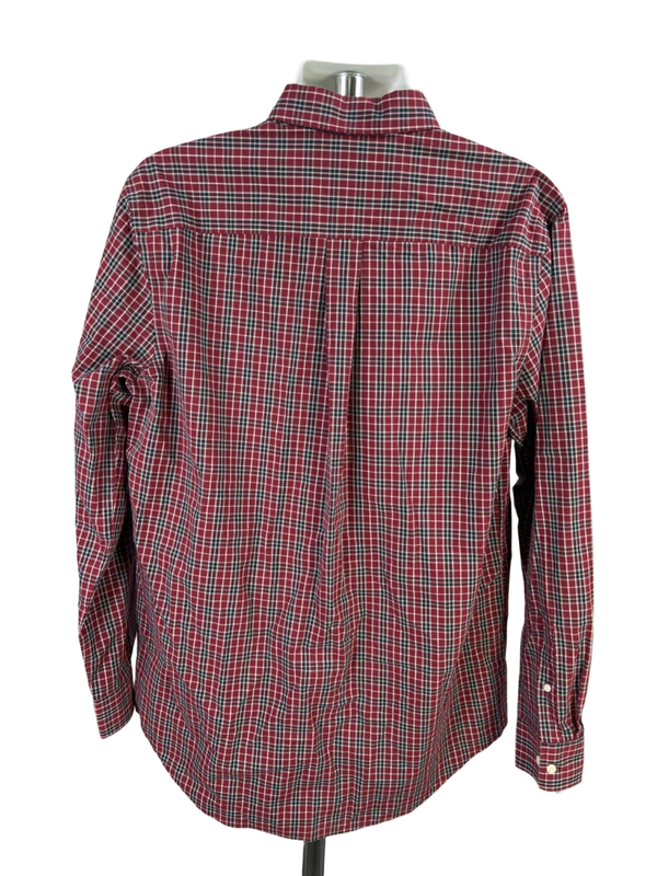 Croft & Barrow Men's Red/Blue Plaid Long Sleeve Button Up Shirt - L Tall image 2