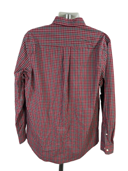 Croft & Barrow Men's Red/Blue Plaid Long Sleeve Button Up Shirt - L Tall image 2