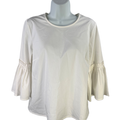 Marled Reunited Clothing Women's White 3/4 Pleated Bell Sleeve Blouse - M