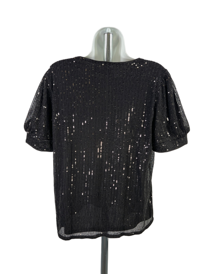 Grace Karin Women's Black Short Sleeve Sequin Shirt - L image 2