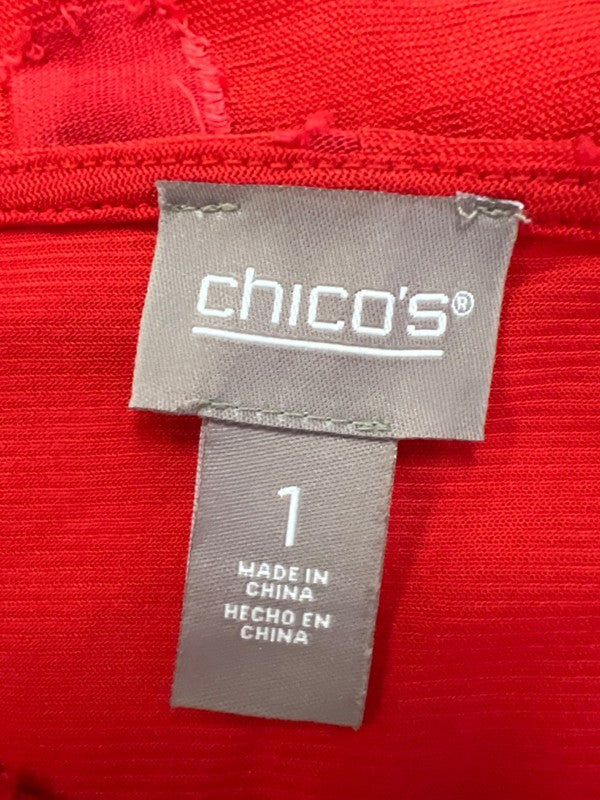 Chico's Women's Red Textured 1/2 Sleeve Lined Blouse - 1/M image 3