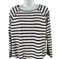 Chico's Women's White/Blue Striped 3/4 Sleeve Shirt - 1/US M