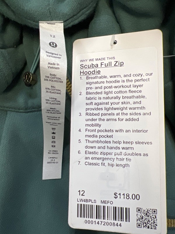 Lululemon Women's Forest Green Long Sleeve Scuba Full Zip Sweatshirt - 12 image 3